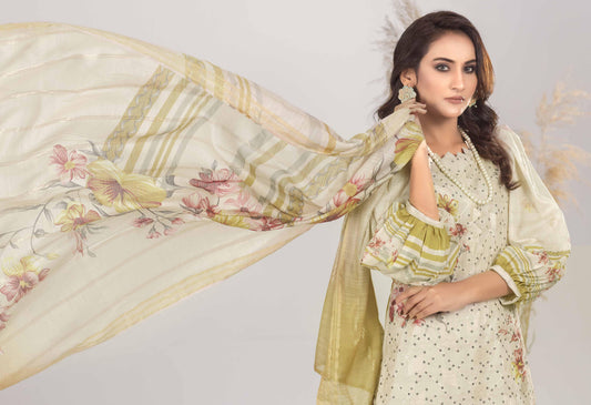 Ethereal Embroidery: Unstitched Trio for Style Seekers KHKSN5